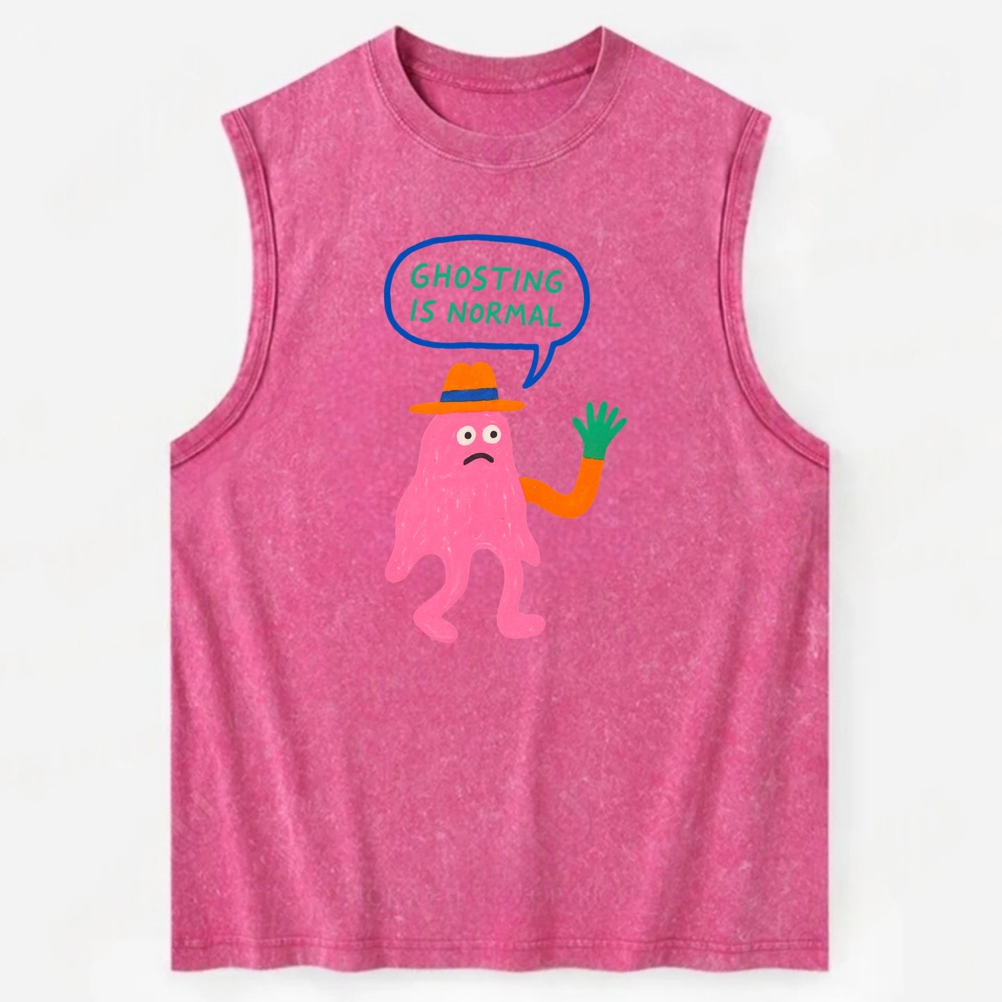 GHOSTING IS NORMAL | Transparent ghost texting - Vintage Washed Tank - Pink