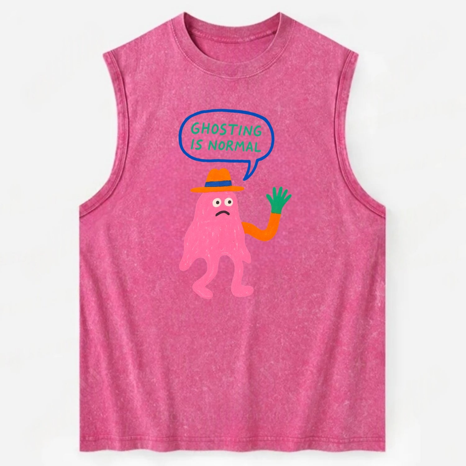 GHOSTING IS NORMAL | Transparent ghost texting - Vintage Washed Tank - Pink