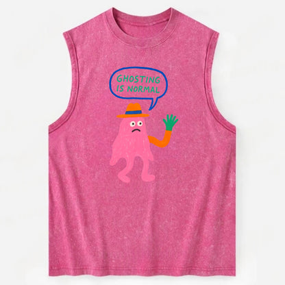 GHOSTING IS NORMAL | Transparent ghost texting - Vintage Washed Tank - Pink
