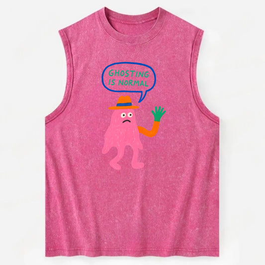 GHOSTING IS NORMAL | Transparent ghost texting - Vintage Washed Tank - Pink