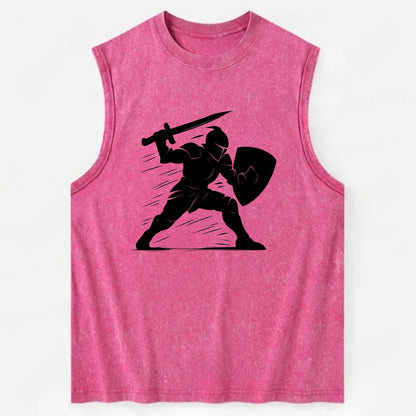 Knight with sword and shield - Vintage Washed Tank - Pink