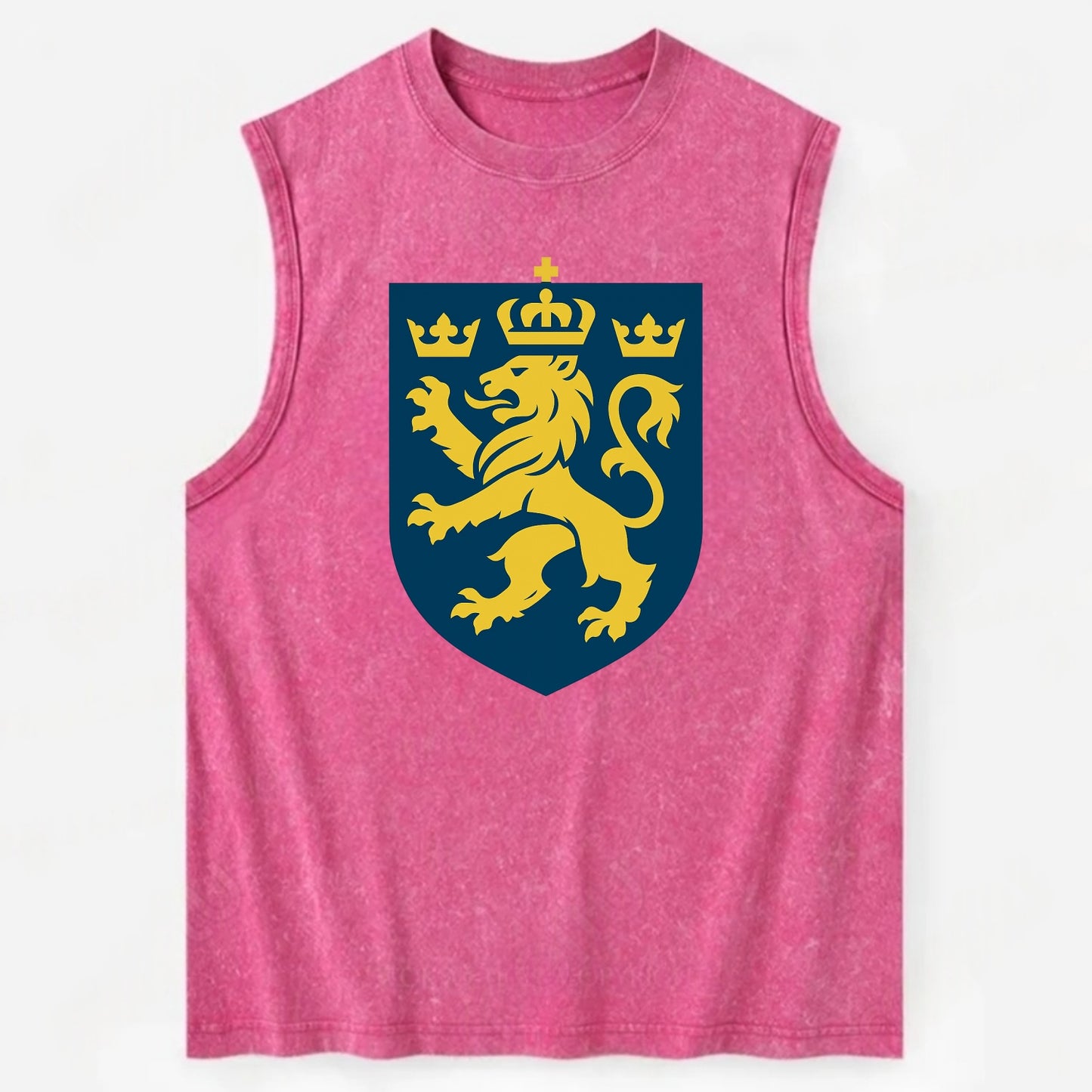 Sweden Three Crowns Emblem  - Vintage Washed Tank - Pink