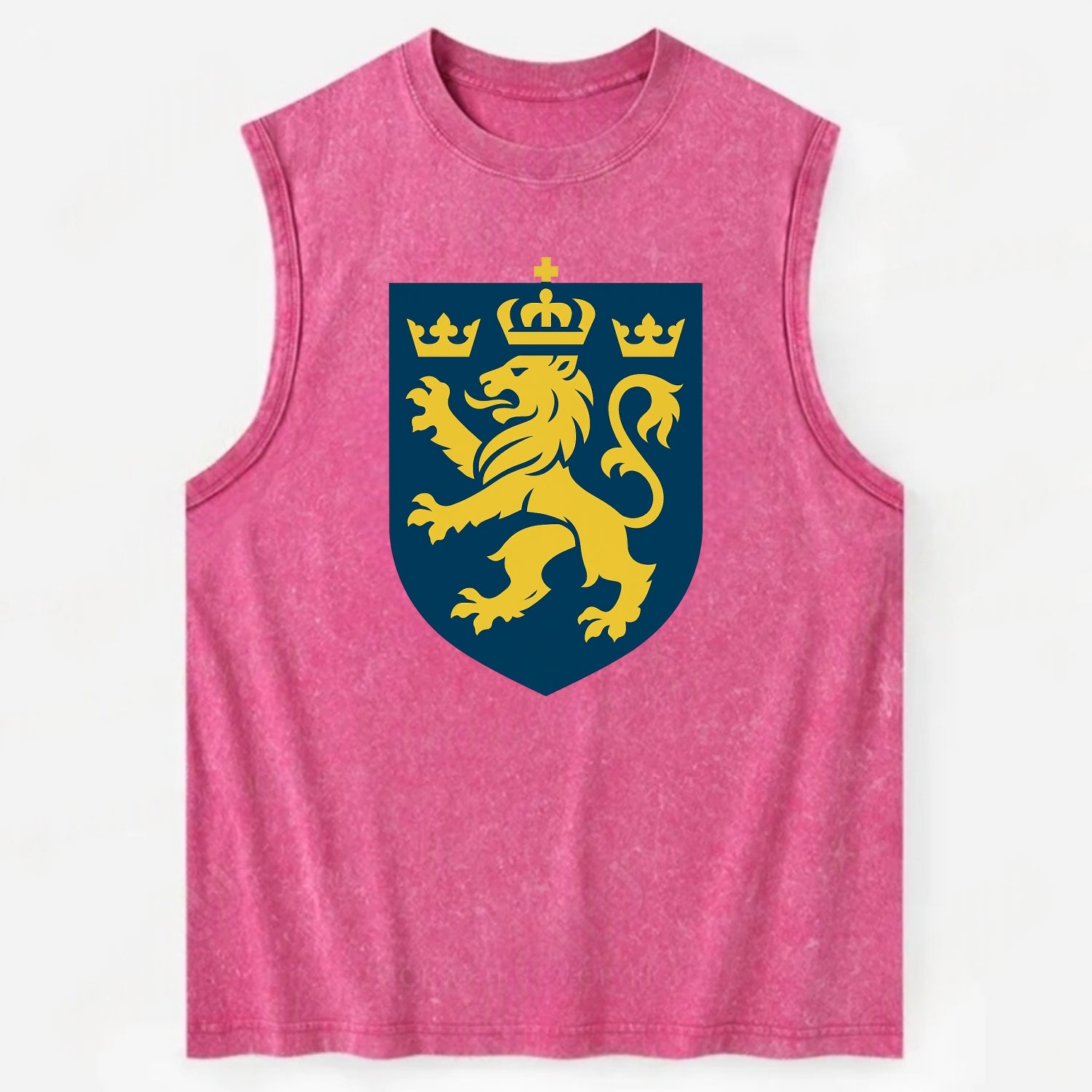 Sweden Three Crowns Emblem  - Vintage Washed Tank - Pink