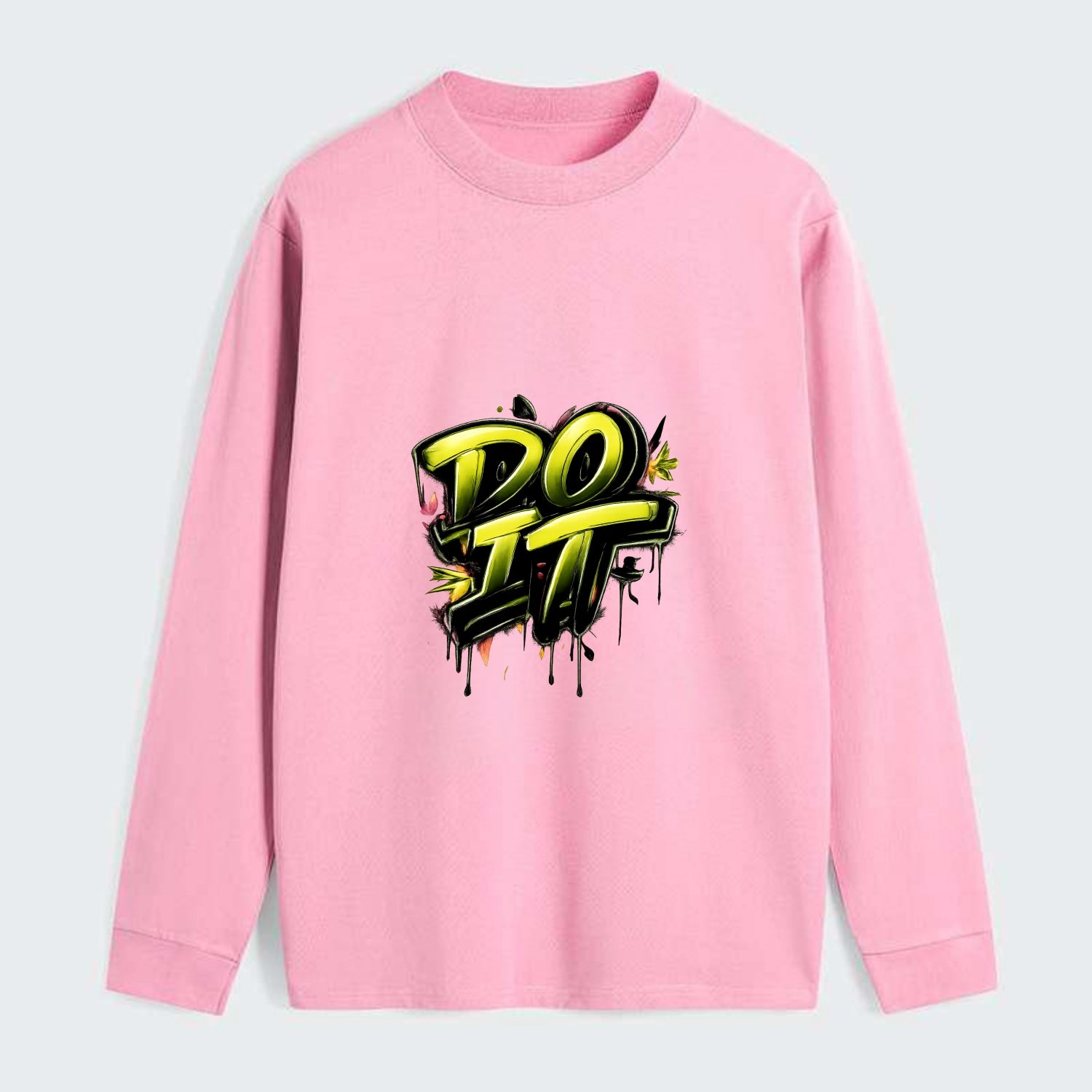 Bold typography design - "DO IT" - just do it, stop waiting - Classic Long Sleeve Shirt - Pink