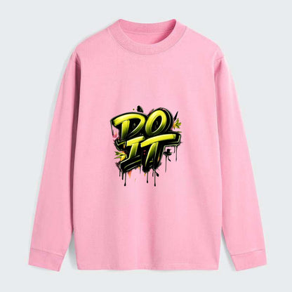 Bold typography design - "DO IT" - just do it, stop waiting - Classic Long Sleeve Shirt - Pink