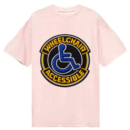 WHEELCHAIR ACCESSIBLE - accessibility symbol in blue , inclusion - Classic T-shirt - Pink