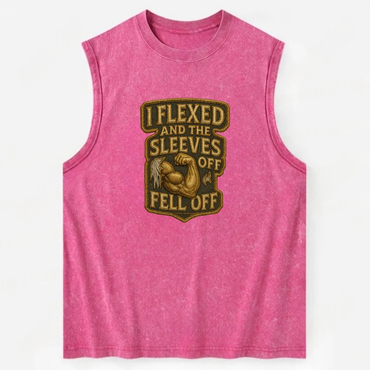 I Flexed and The Sleeves Fell Off  - Vintage Washed Tank - Pink
