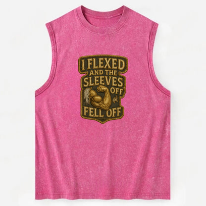 I Flexed and The Sleeves Fell Off  - Vintage Washed Tank - Pink
