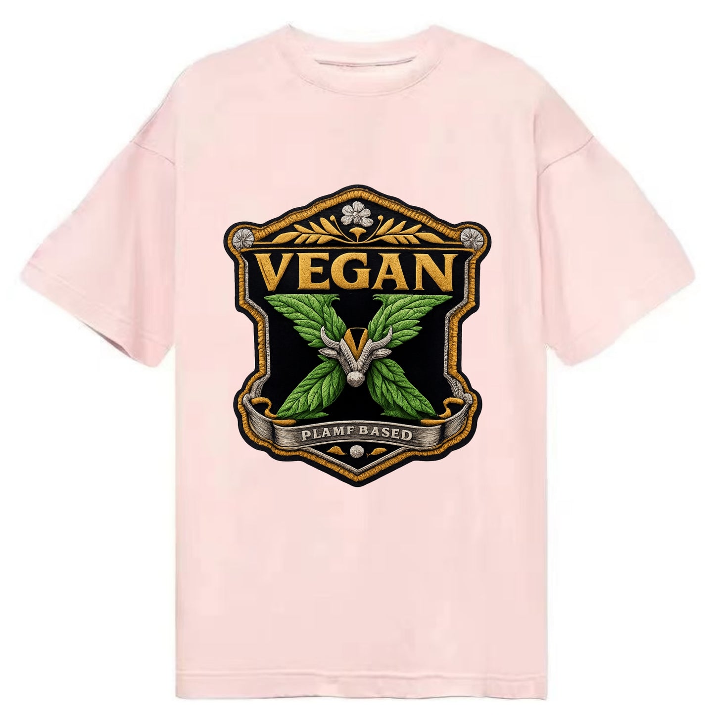 VEGAN X - plant-based symbol in green , animal rights - Classic T-shirt - Pink