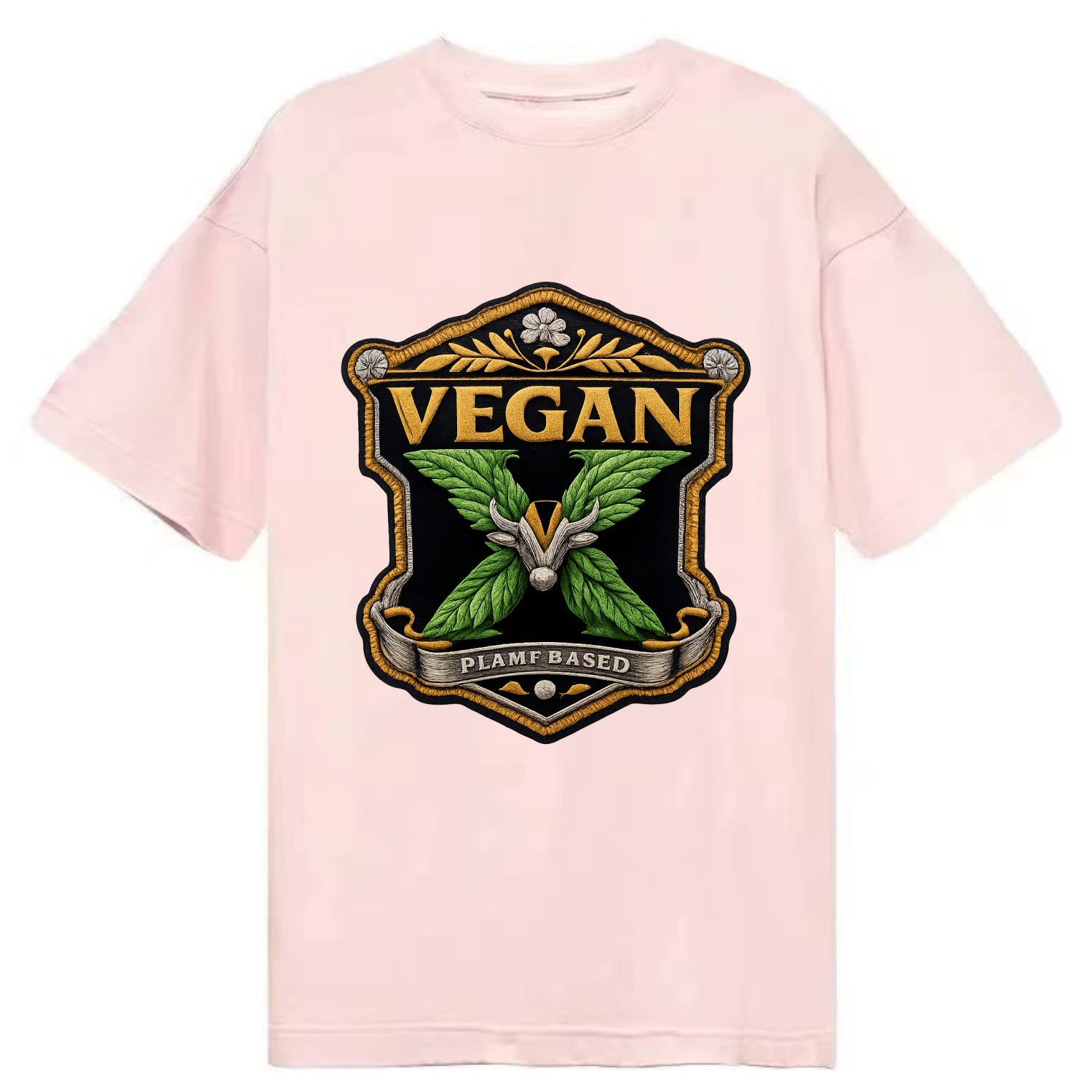 VEGAN X - plant-based symbol in green , animal rights - Classic T-shirt - Pink