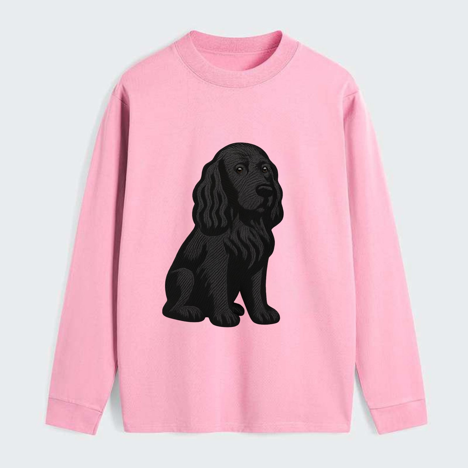 Field Spaniel - Black silky coat embroidered pose - Classic Long Sleeve Shirt - Pink