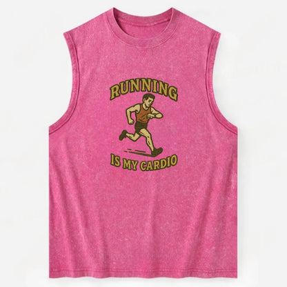Running Late Is My Cardio  - Vintage Washed Tank - Pink
