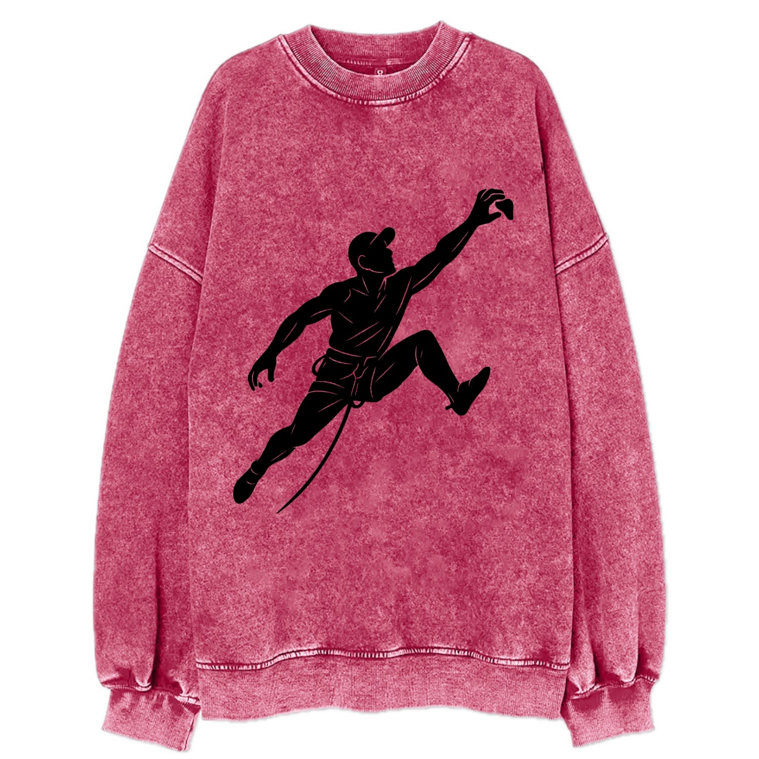 Rock wall climber reaching hold - Vintage Sweatshirt - Pink