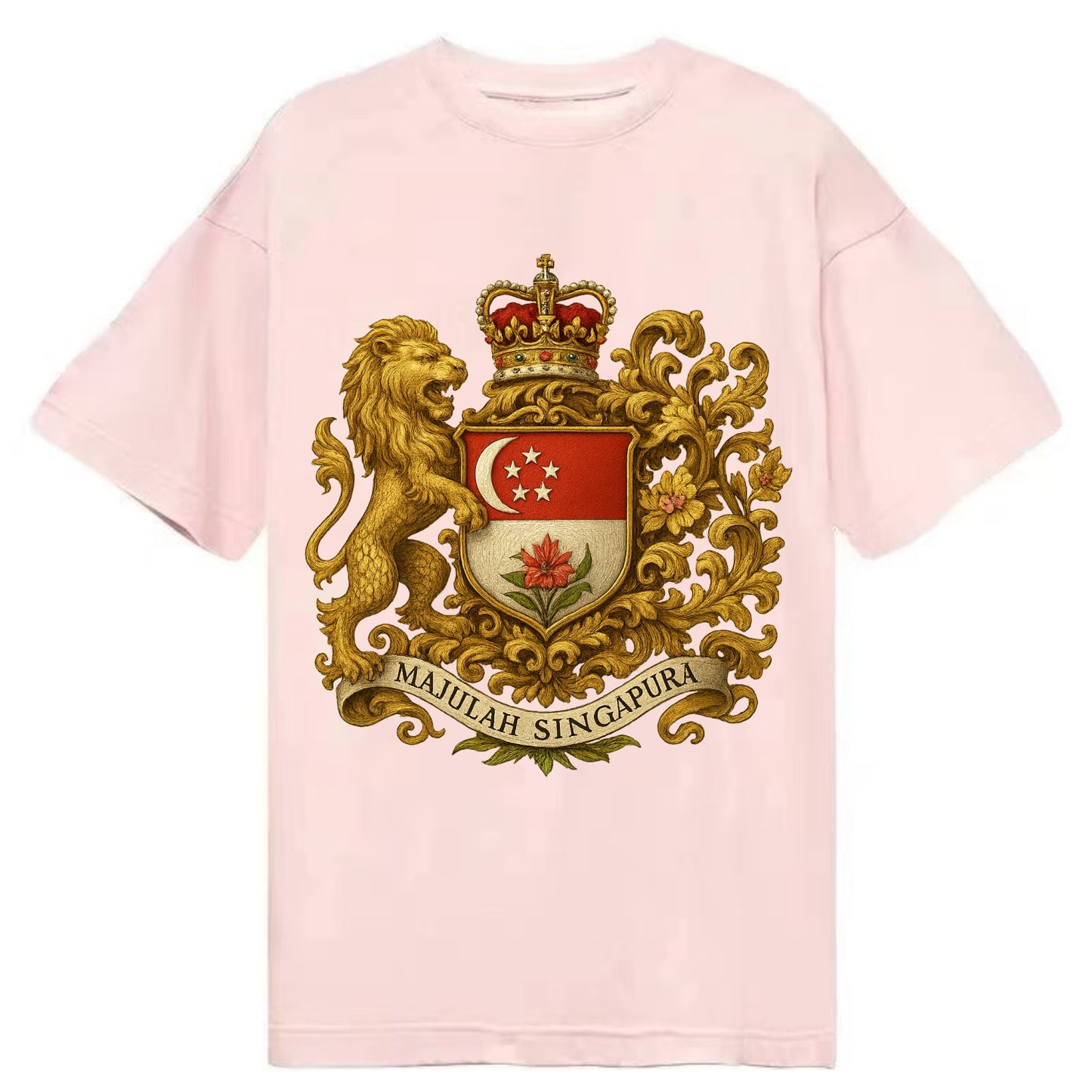 Singapore Merlion Emblem  - Classic T-shirt - Pink
