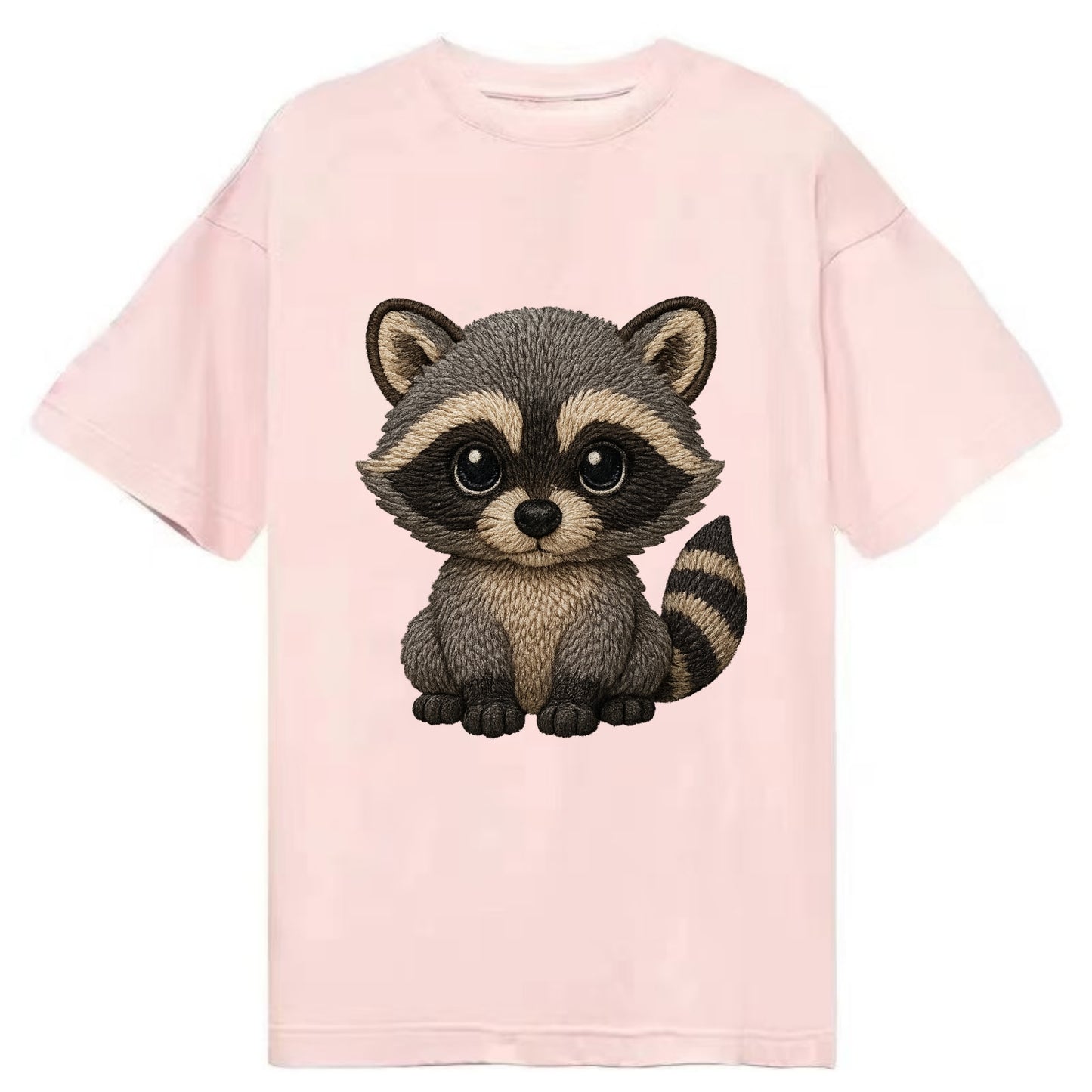 Baby Raccoon - gray fur, black mask, ringed tail, bright curious eyes, - Classic T-shirt - Pink