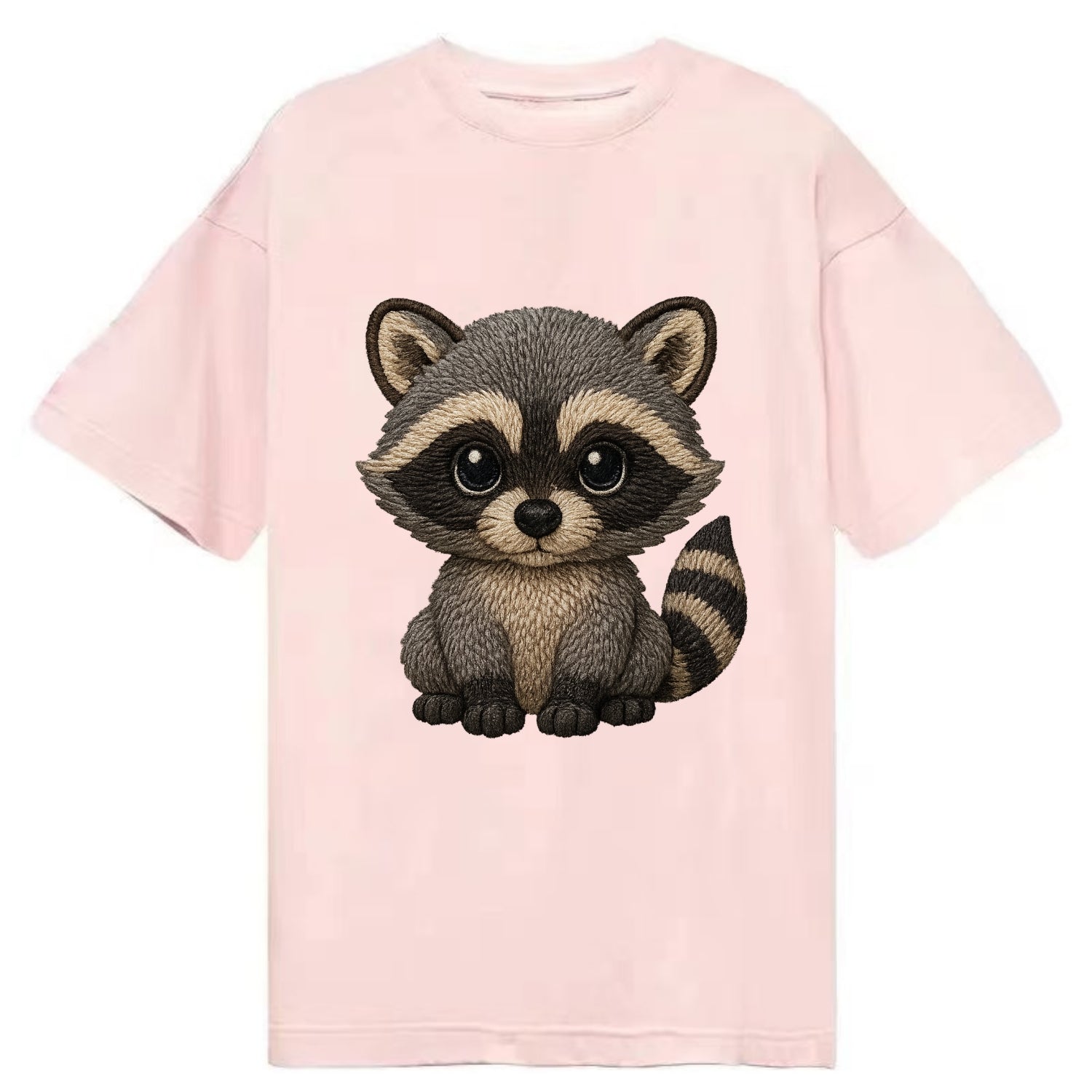 Baby Raccoon - gray fur, black mask, ringed tail, bright curious eyes, - Classic T-shirt - Pink