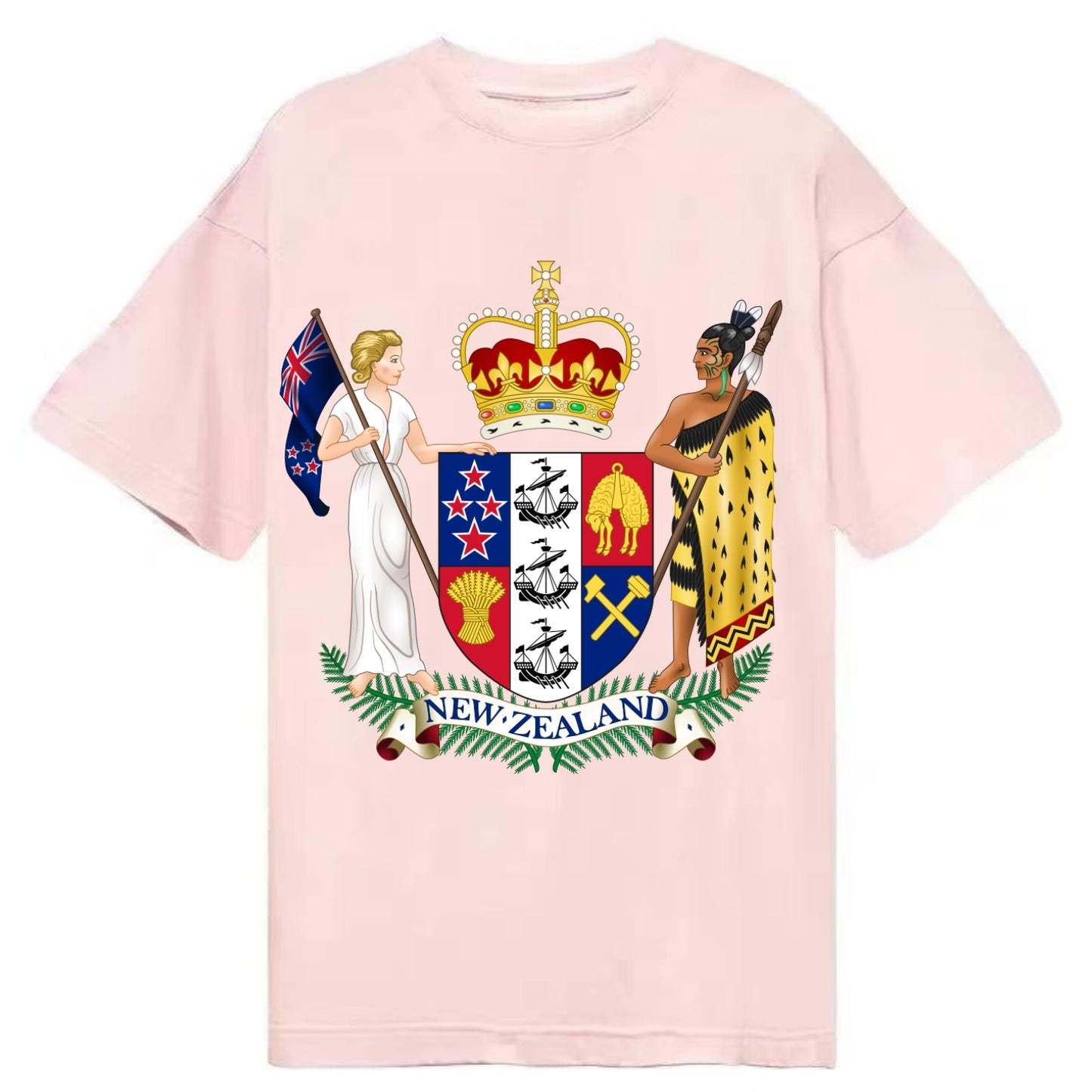 Coat Of Arms Of New Zealand - Classic T-shirt - Pink