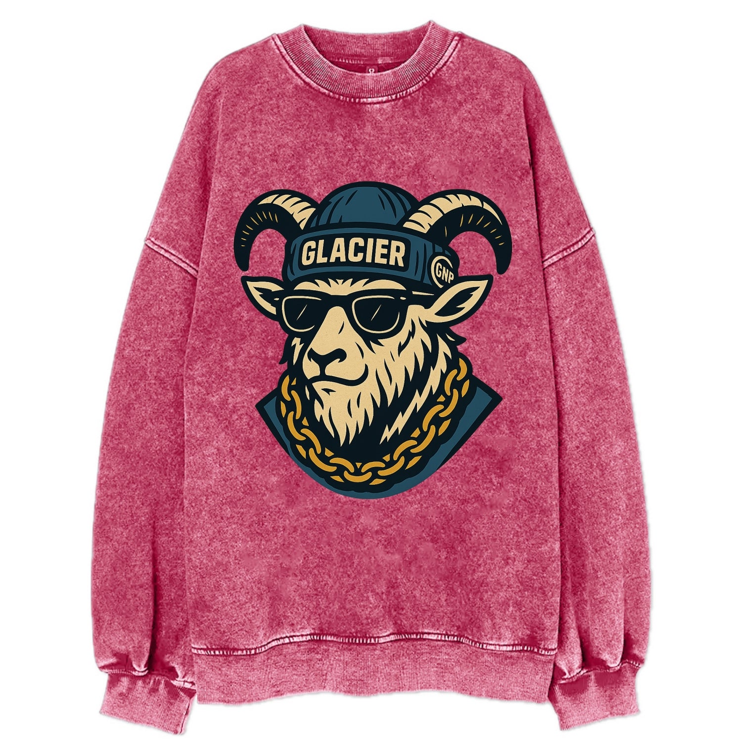 Glacier Mountain Goat - Vintage Sweatshirt - Pink