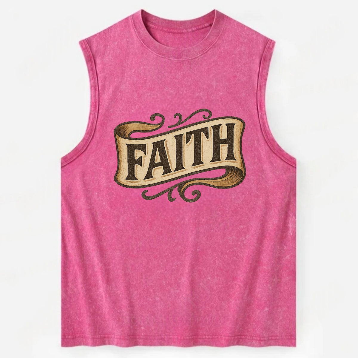 Bold typography design - "FAITH" - trust in the unseen, spiritual strength - Vintage Washed Tank - Pink