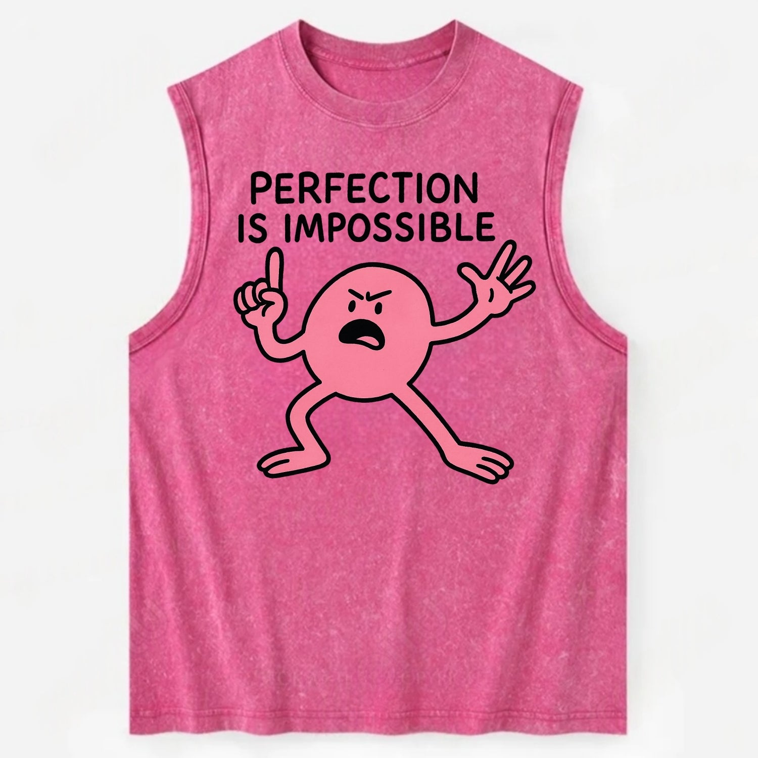 PERFECTION IS IMPOSSIBLE | Asymmetrical circle trying - - Vintage Washed Tank - Pink