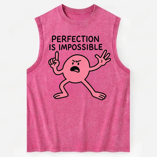 PERFECTION IS IMPOSSIBLE | Asymmetrical circle trying - - Vintage Washed Tank - Pink