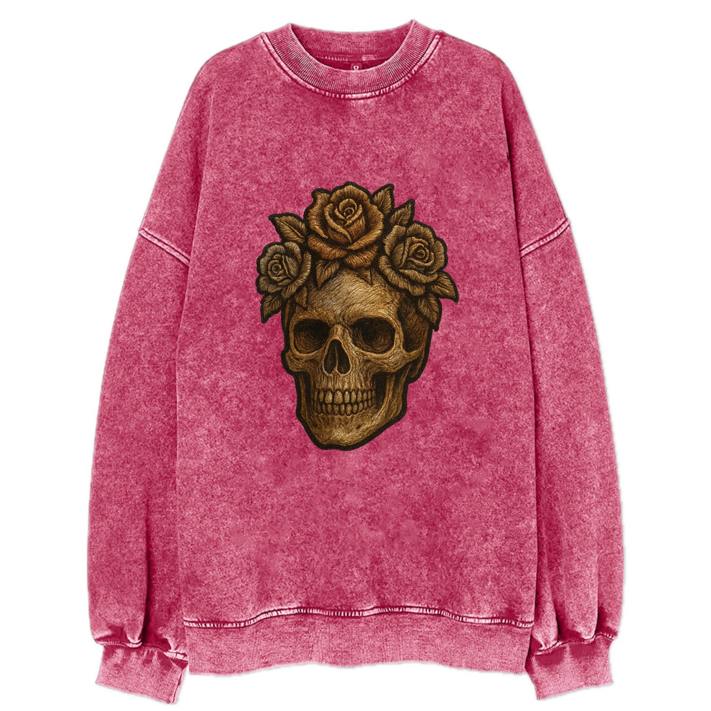 Skull and Roses  - Vintage Sweatshirt - Pink