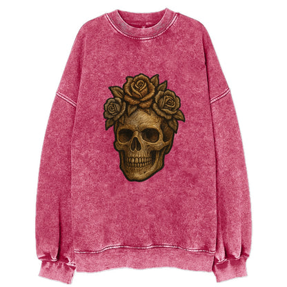 Skull and Roses  - Vintage Sweatshirt - Pink