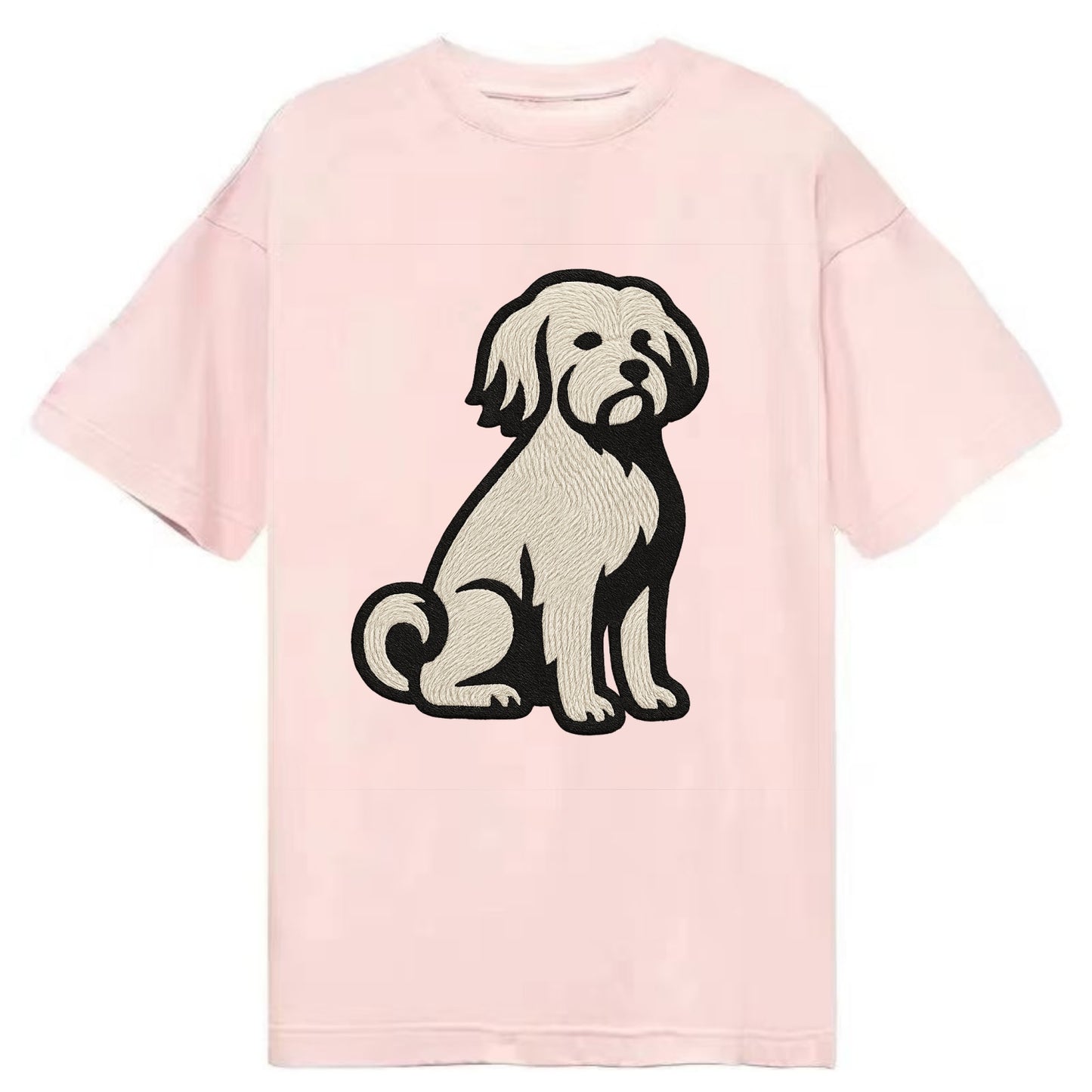 Löwchen - Little Lion Dog white embroide - Classic T-shirt - Pink