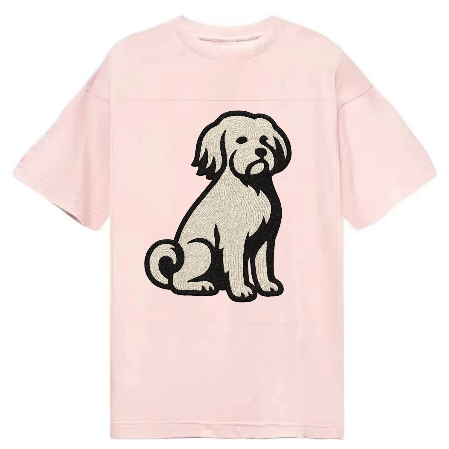 Löwchen - Little Lion Dog white embroide - Classic T-shirt - Pink