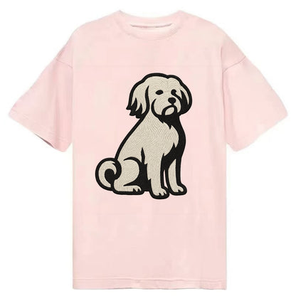 Löwchen - Little Lion Dog white embroide - Classic T-shirt - Pink