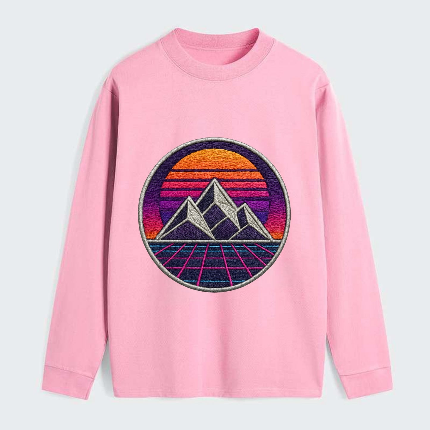 Retrowave Mountains - Classic Long Sleeve Shirt - Pink