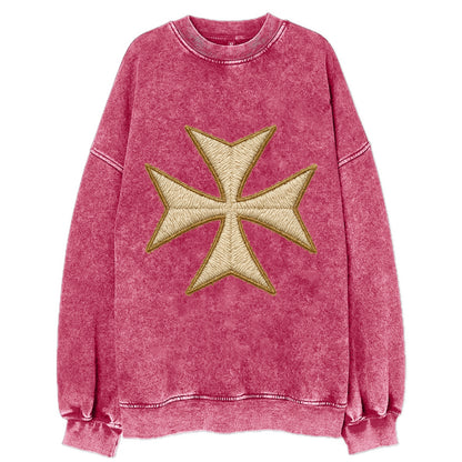 Hospitaller Cross  - Vintage Sweatshirt - Pink