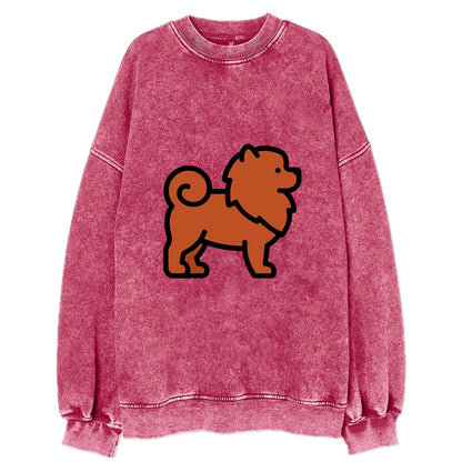 Chow Chow - Red fluffy flat side profile - Vintage Sweatshirt - Pink