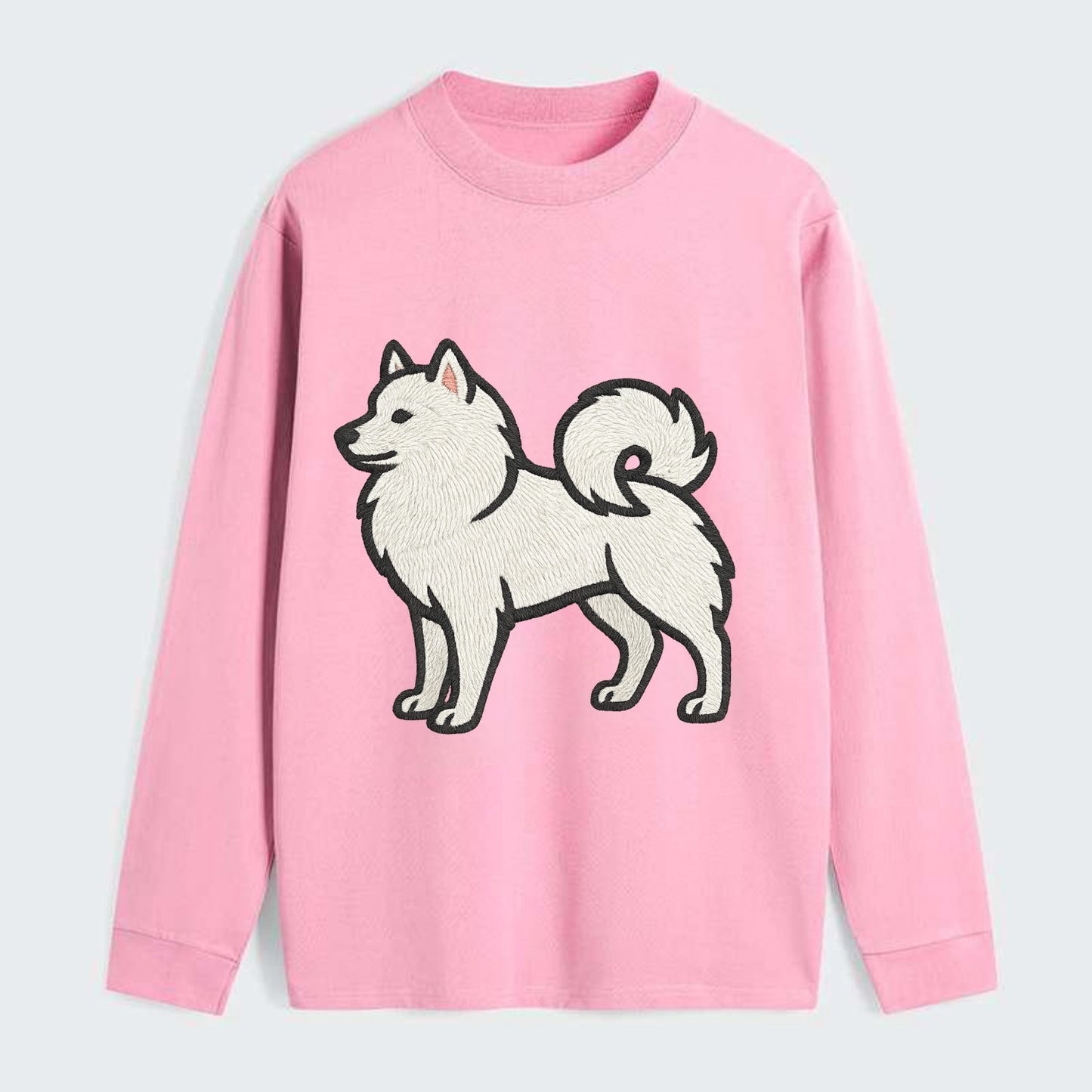 American Eskimo Dog - White spitz embroidered standing design - Classic Long Sleeve Shirt - Pink