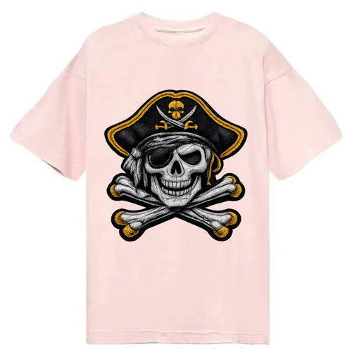 PIRATE SKULL - Jolly Roger skull in black and white , pirate - Classic T-shirt