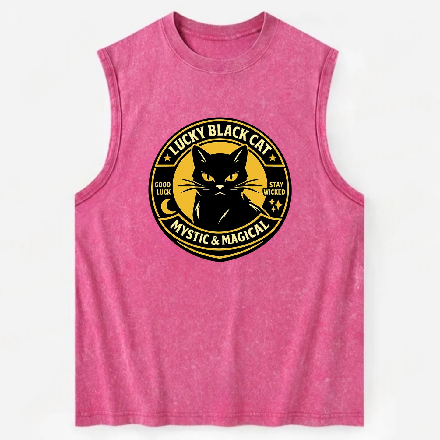 Mystic Feline Emblem - Vintage Washed Tank - Pink
