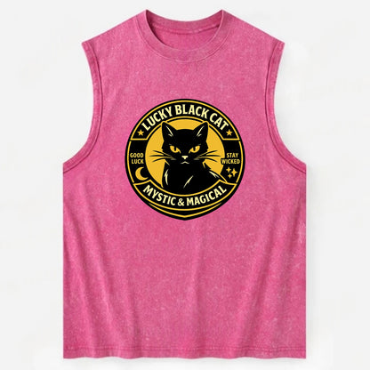 Mystic Feline Emblem - Vintage Washed Tank - Pink