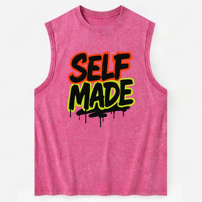 Bold typography design - "SELF MADE" - built from nothing, earned success - Vintage Washed Tank - Pink