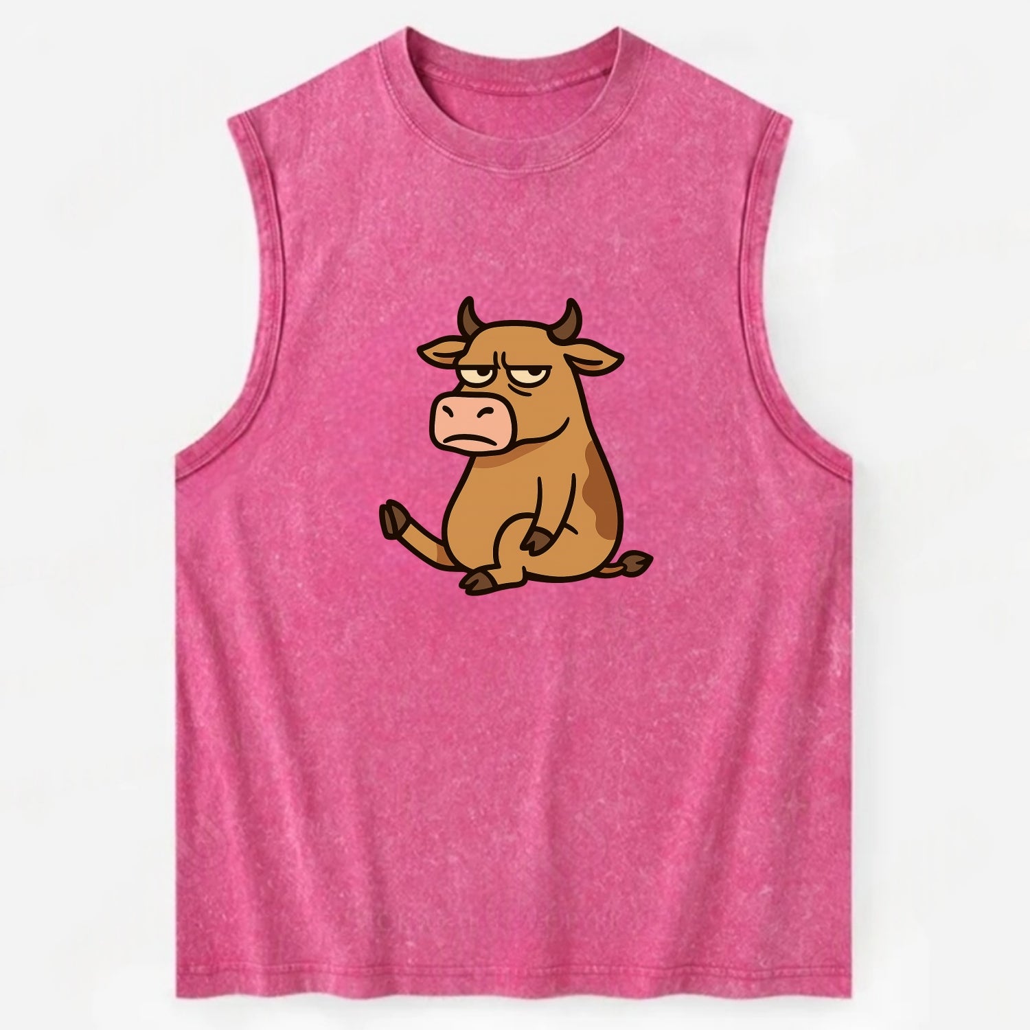 The Cow Judging Silently - Vintage Washed Tank - Pink