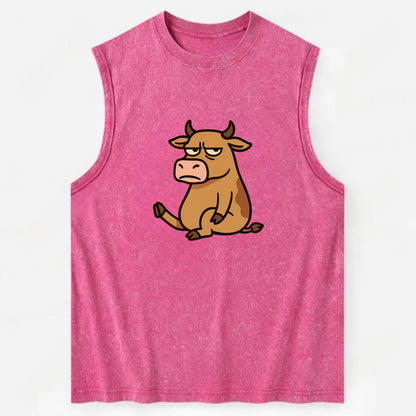 The Cow Judging Silently - Vintage Washed Tank - Pink
