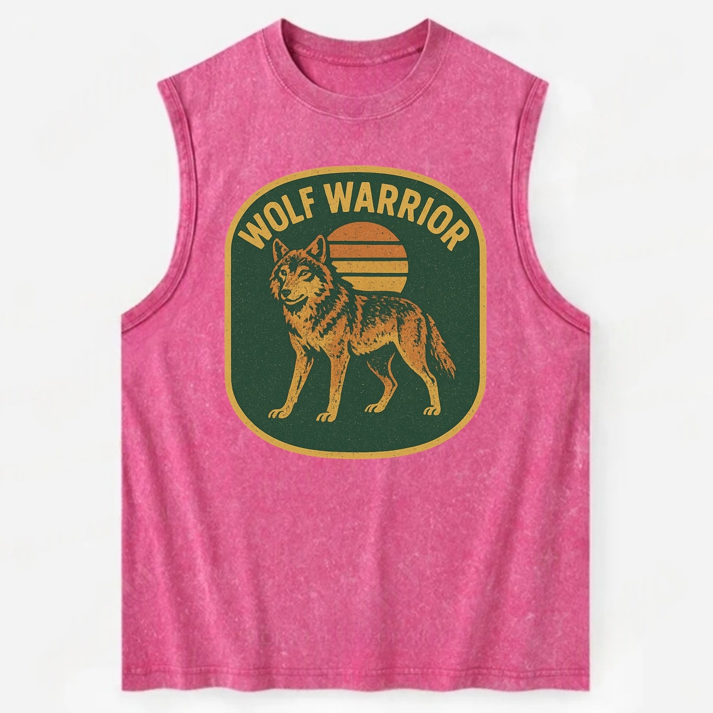 Wolf Warrior  - Vintage Washed Tank - Pink