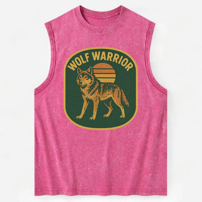 Wolf Warrior  - Vintage Washed Tank - Pink