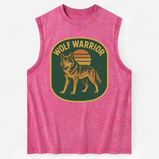 Wolf Warrior  - Vintage Washed Tank - Pink