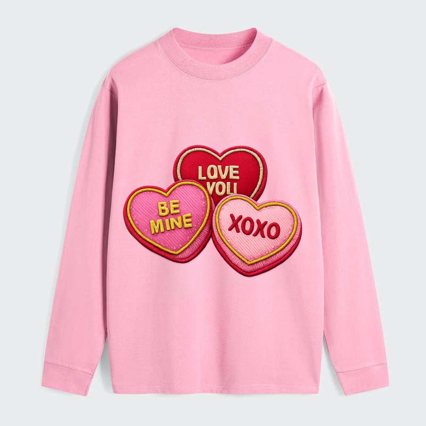 VALENTINES HEARTS - candy hearts in pink and red , love day - Classic Long Sleeve Shirt - Pink