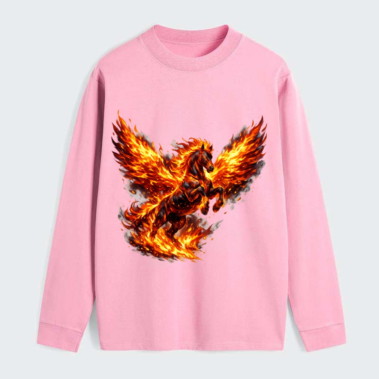 PHOENIX FIRE HORSE | Horse emerging from flames like phoenix | Rebirth - Classic Long Sleeve Shirt - Pink