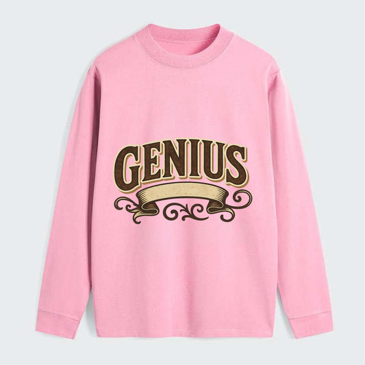 Bold typography design - "GENIUS" - exceptional intelligence, brilliance - Classic Long Sleeve Shirt - Pink