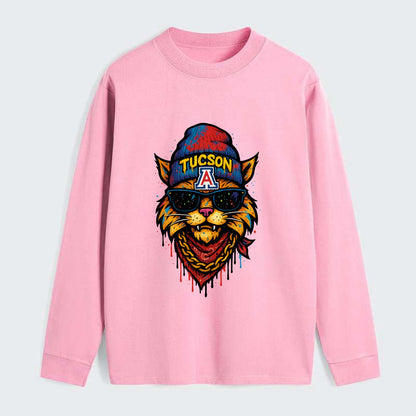 Tucson Wildcat wearing Arizona beanie with A patch - Classic Long Sleeve Shirt - Pink