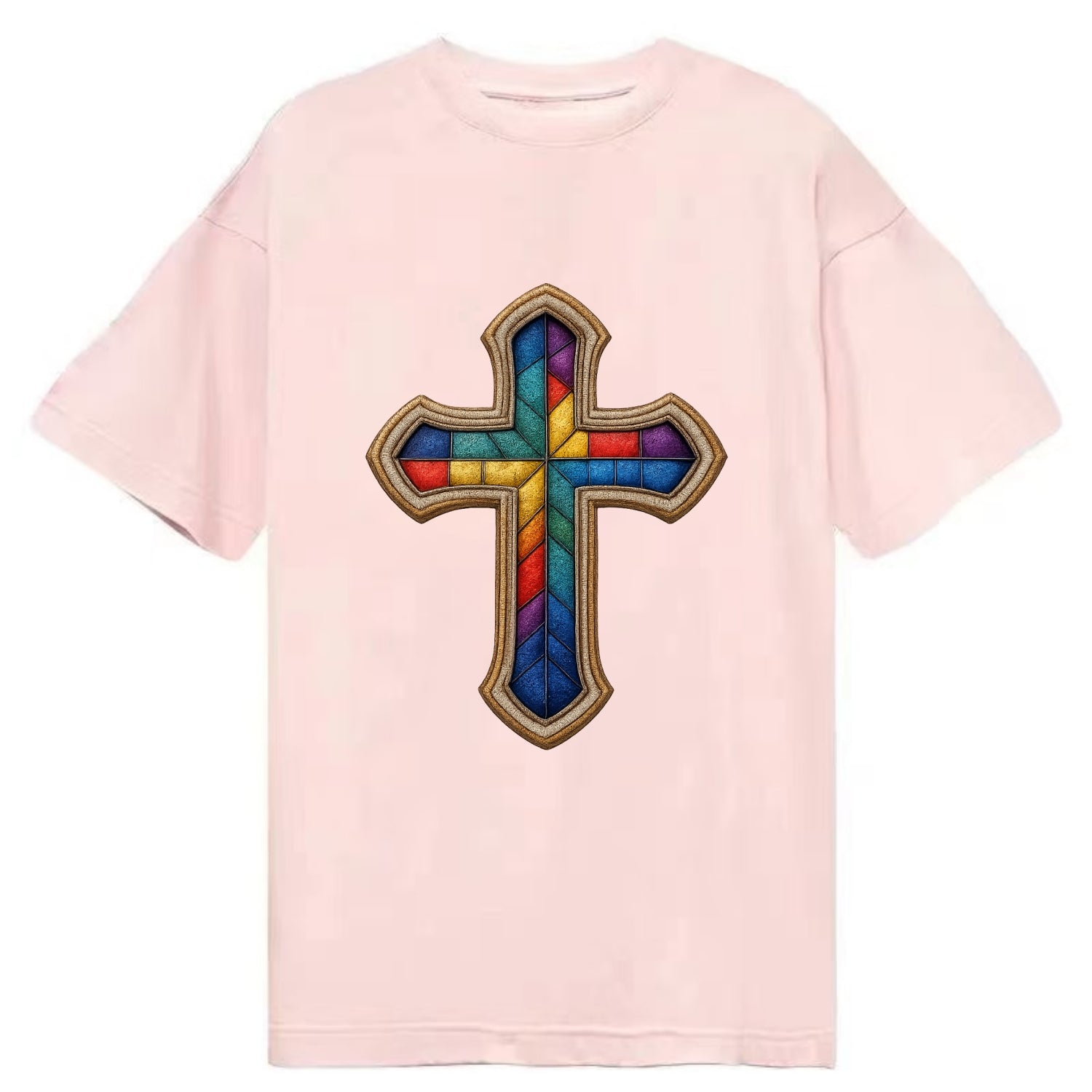 Stained Glass Cross  - Classic T-shirt - Pink