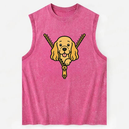 Cocker Spaniel - Vintage Washed Tank - Pink
