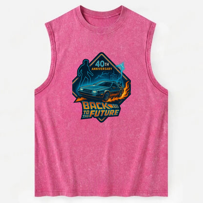Back To The Future 40th Anniversary 2 - Vintage Washed Tank - Pink